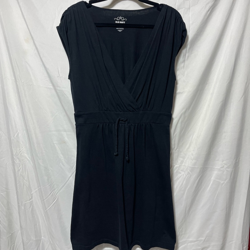 Old Navy Black Ruched Sheath Dress V-Neck
